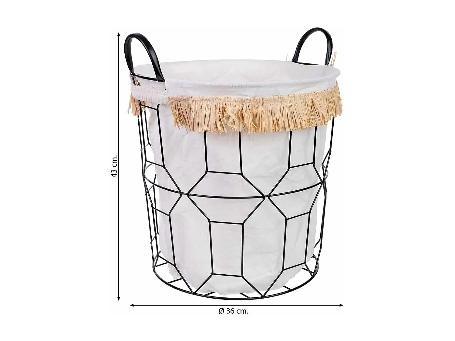 Panier de rangement en métal et tissu D36x36/43