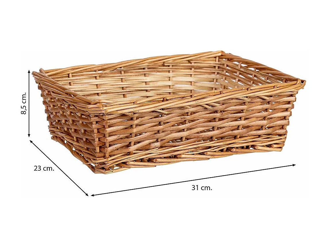 Cesto retangular em vime castanho 31x23x8,5h cm