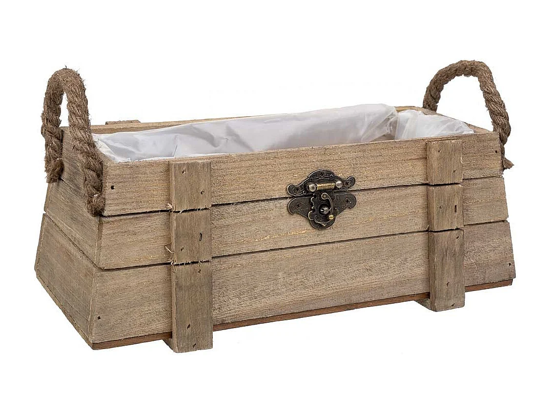 Cesto de madera con asas marrón 27x11x11