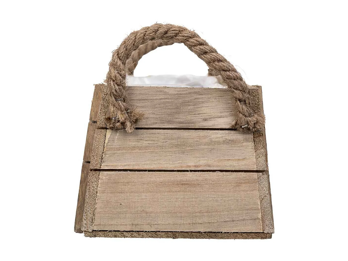 Cesto de madera con asas marrón 27x11x11