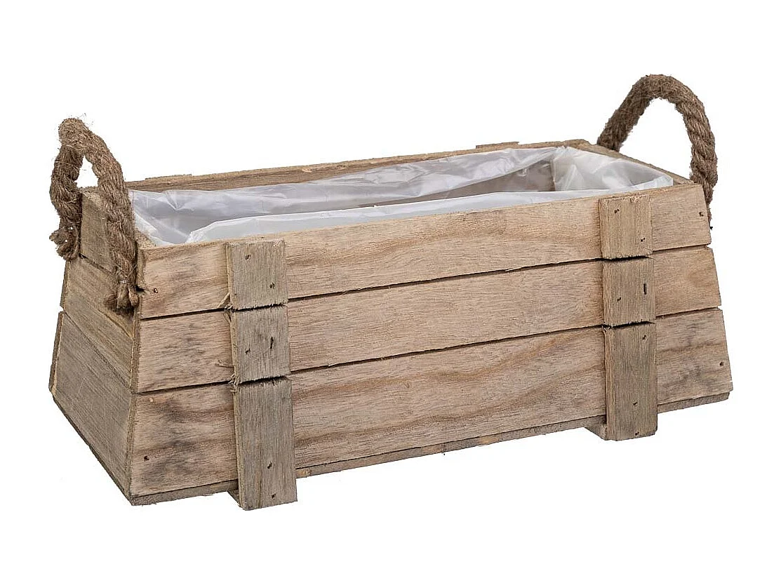 Cesto de madera con asas marrón 27x11x11