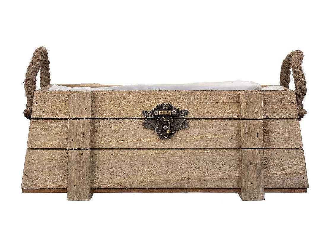 Cesto de madera con asas marrón 27x11x11