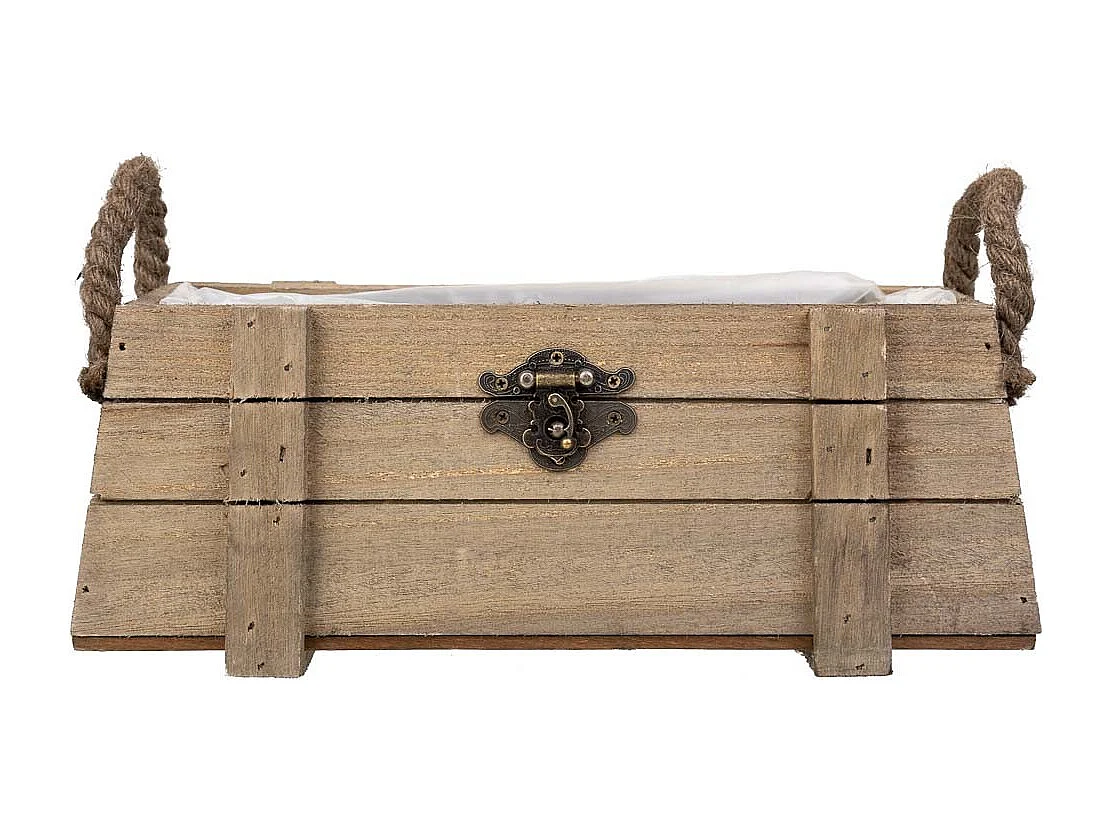 Cesto de madera con asas marrón 27x11x11