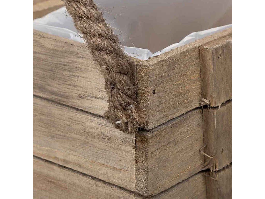 Cesto de madera con asas marrón 27x11x11