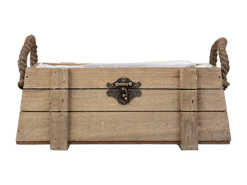 Cesto de madera con asas marrón 27x11x11