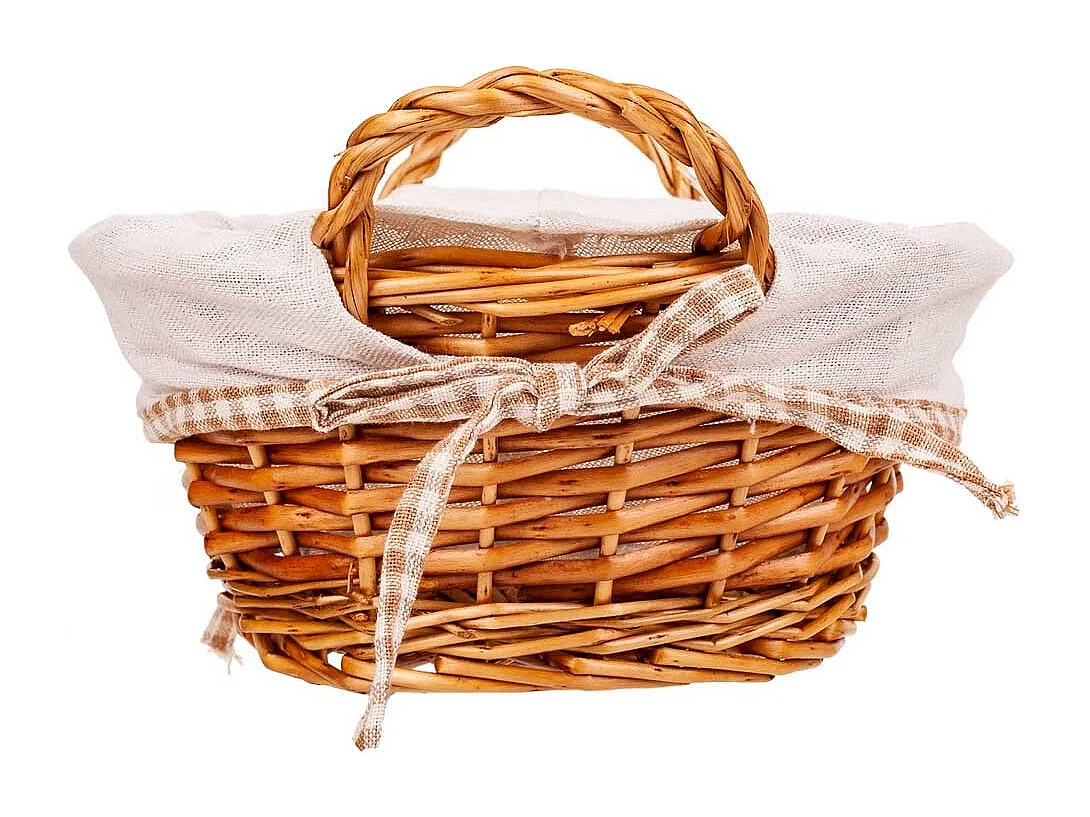 Cesta de pão de vime forrada D23x11h cm