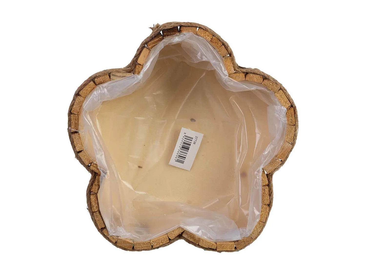 Cesto de madeira em forma de flor 26x26x10h cm