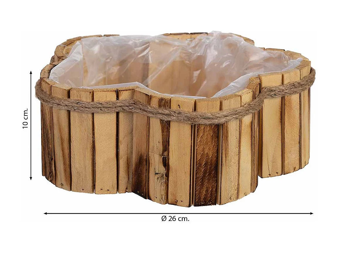 Panier en bois en forme de fleur 26x26x10h cm