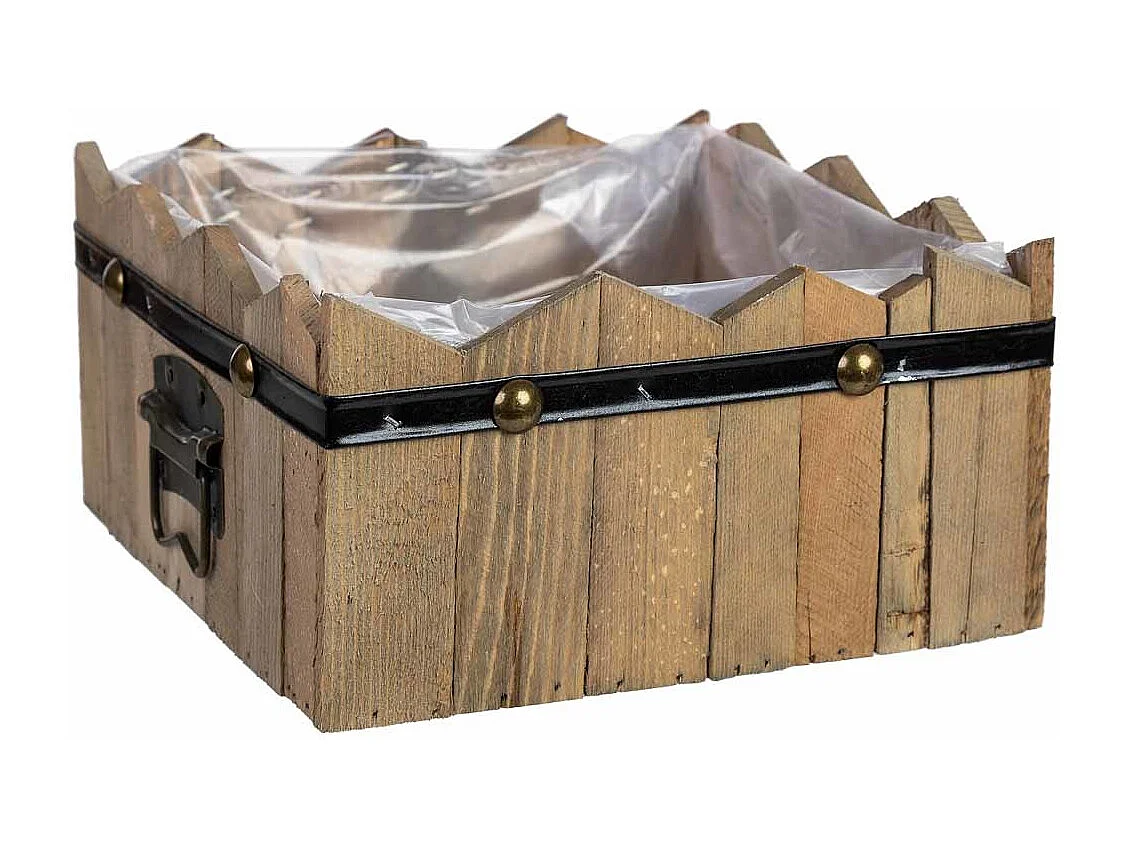 Cesto cuadrado de madera azul 24x24x11/12.5h cm