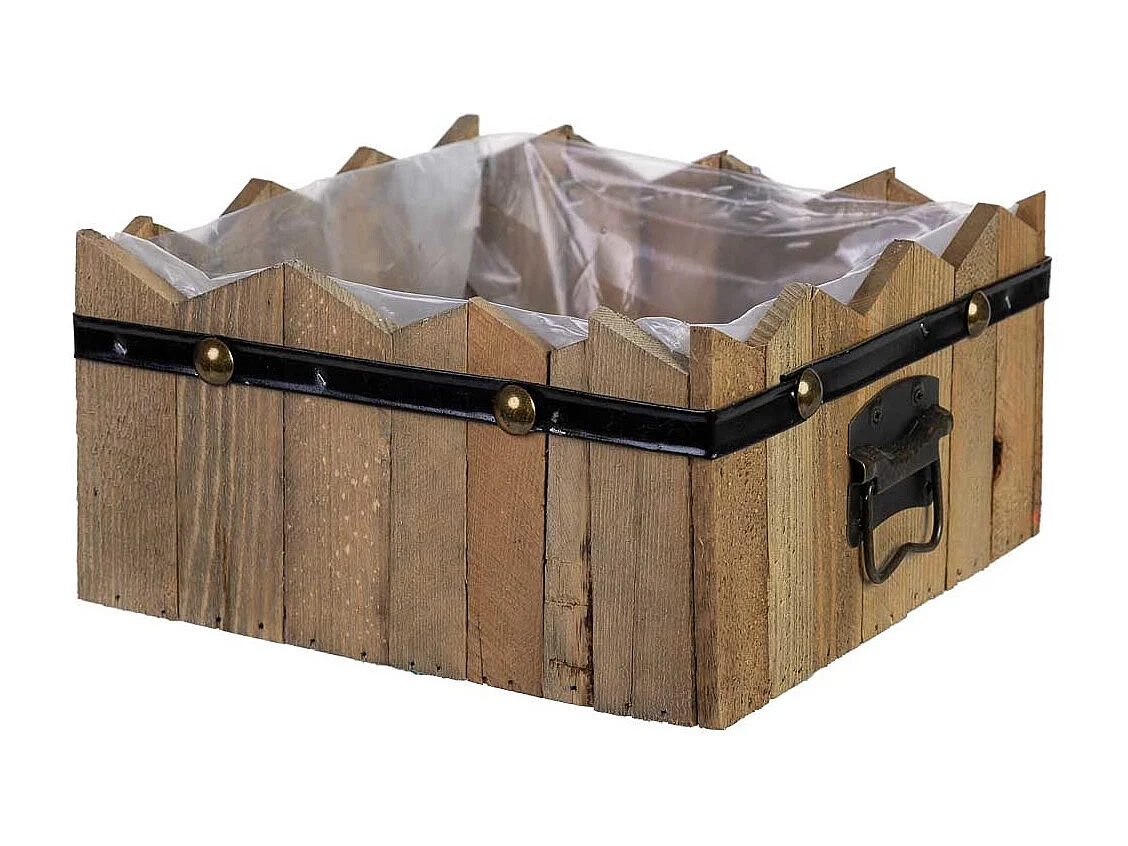 Cesto cuadrado de madera azul 24x24x11/12.5h cm