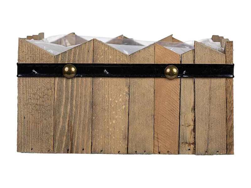 Cesto quadrado em madeira azul 24x24x11/12,5h cm