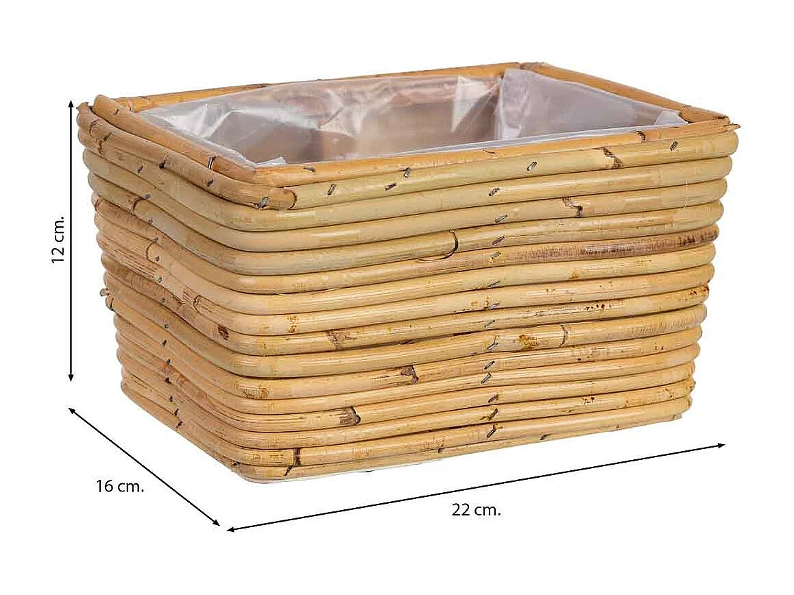 Cesto rectangular de bambú 22x16x12h cm