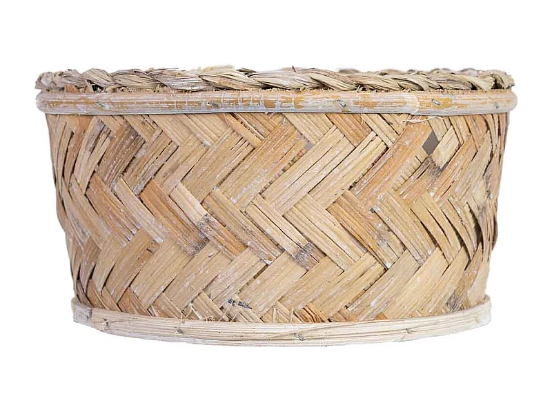 Cesto redondo castanho 23x23x12h cm