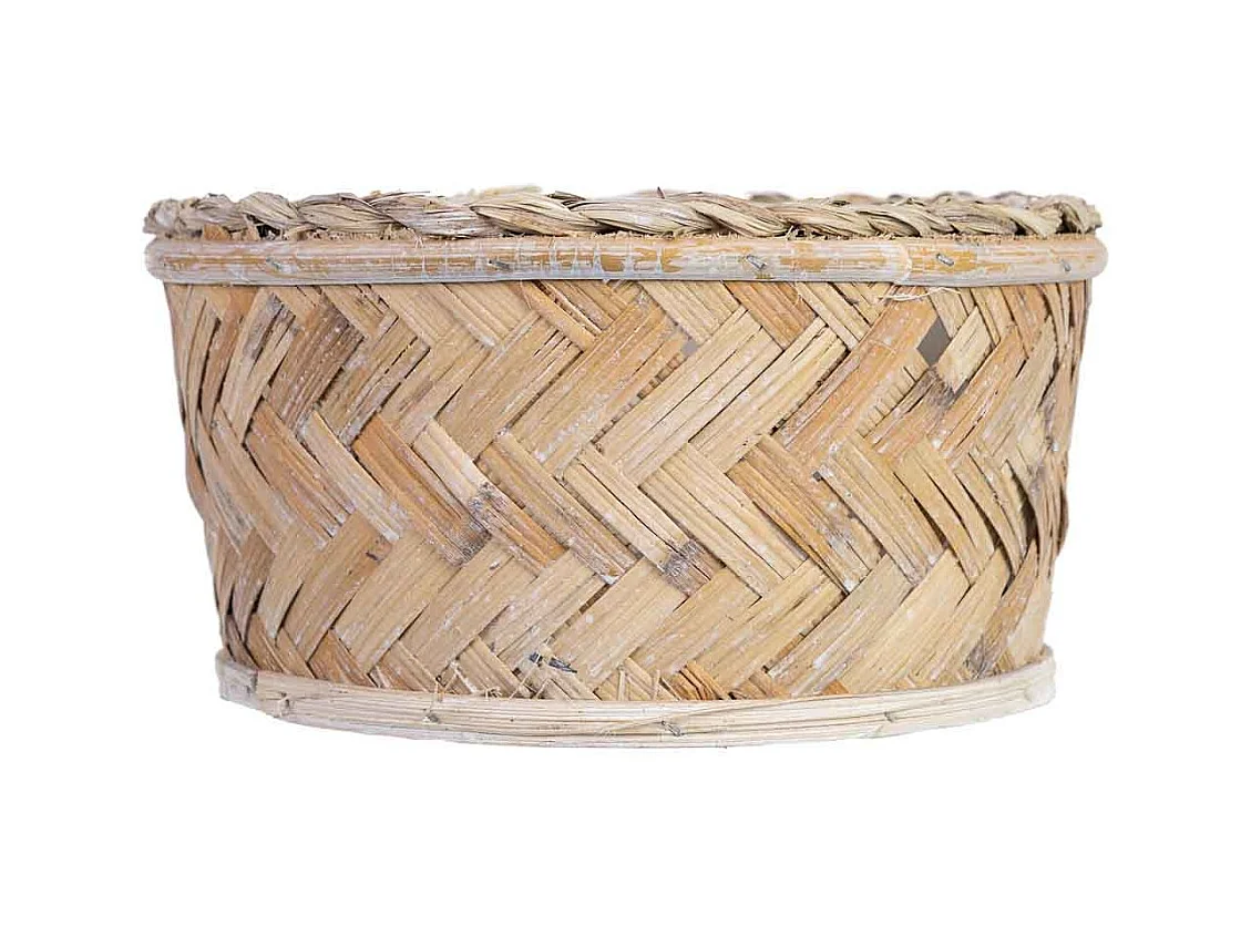 Cesto redondo castanho 23x23x12h cm