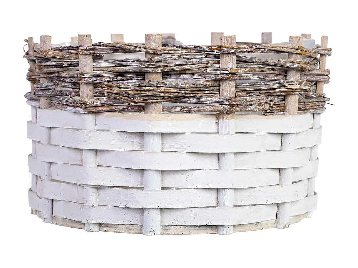 Panier rond en osier gris 26x26x16h cm
