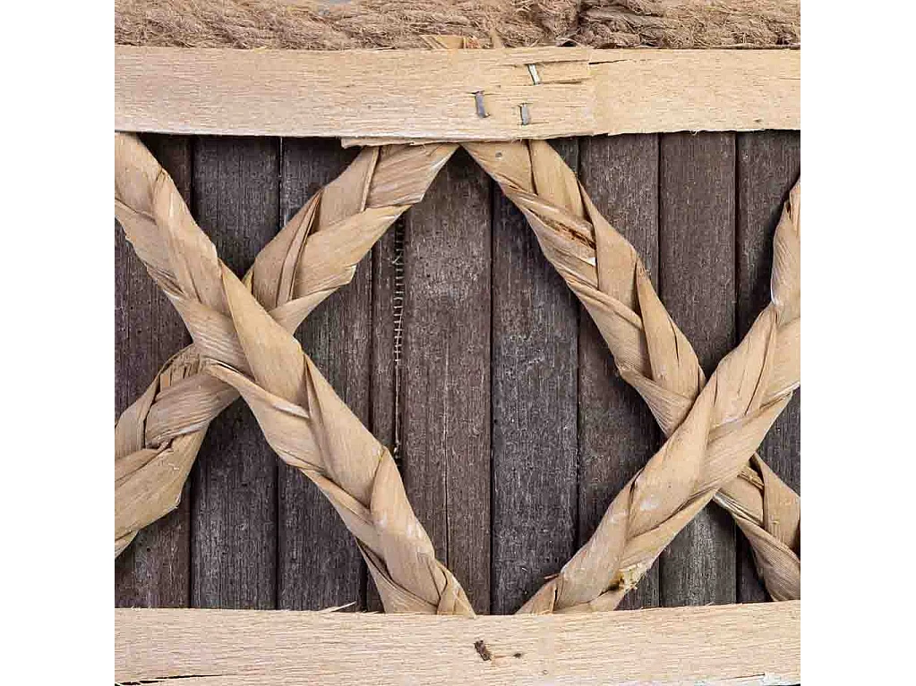 Cesto redondo de madera gris con asas 24x24x13h cm