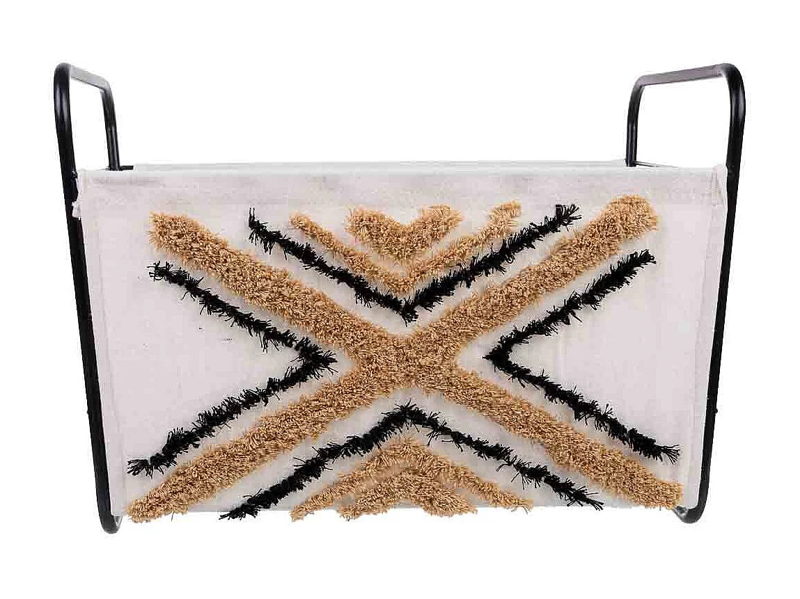 Panier de rangement en métal et tissu 46x33x23/33 cm