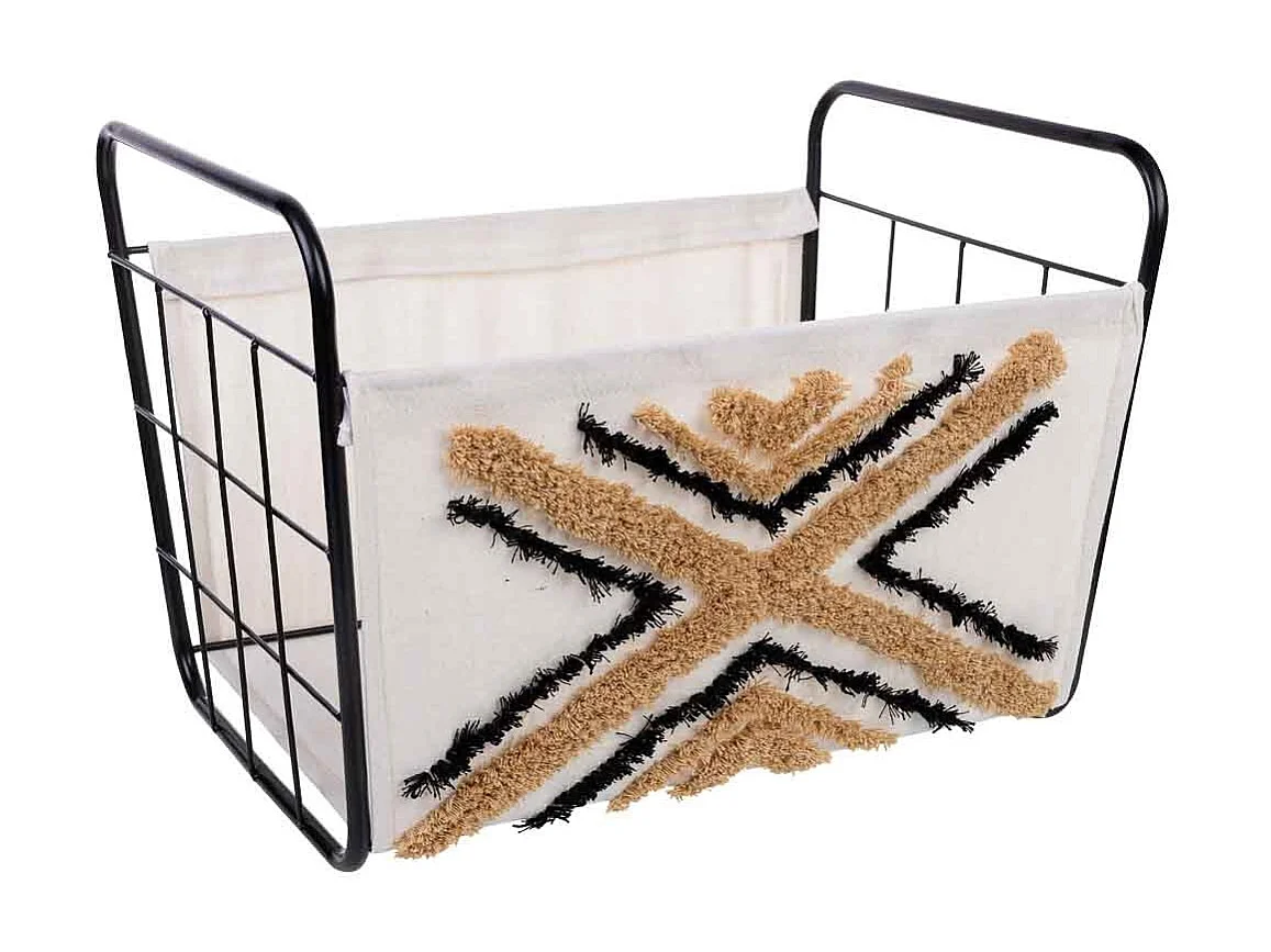 Panier de rangement en métal et tissu 46x33x23/33 cm