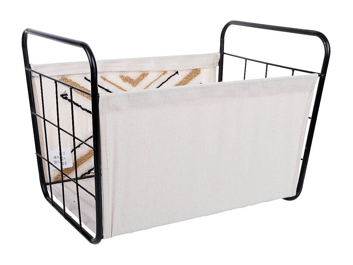 Panier de rangement en métal et tissu 46x33x23/33 cm
