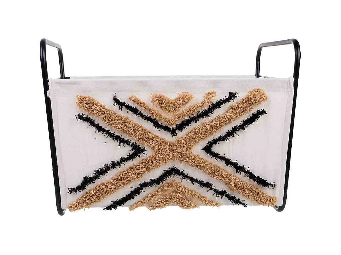 Metal and fabric storage basket 46x33x23/33h cm