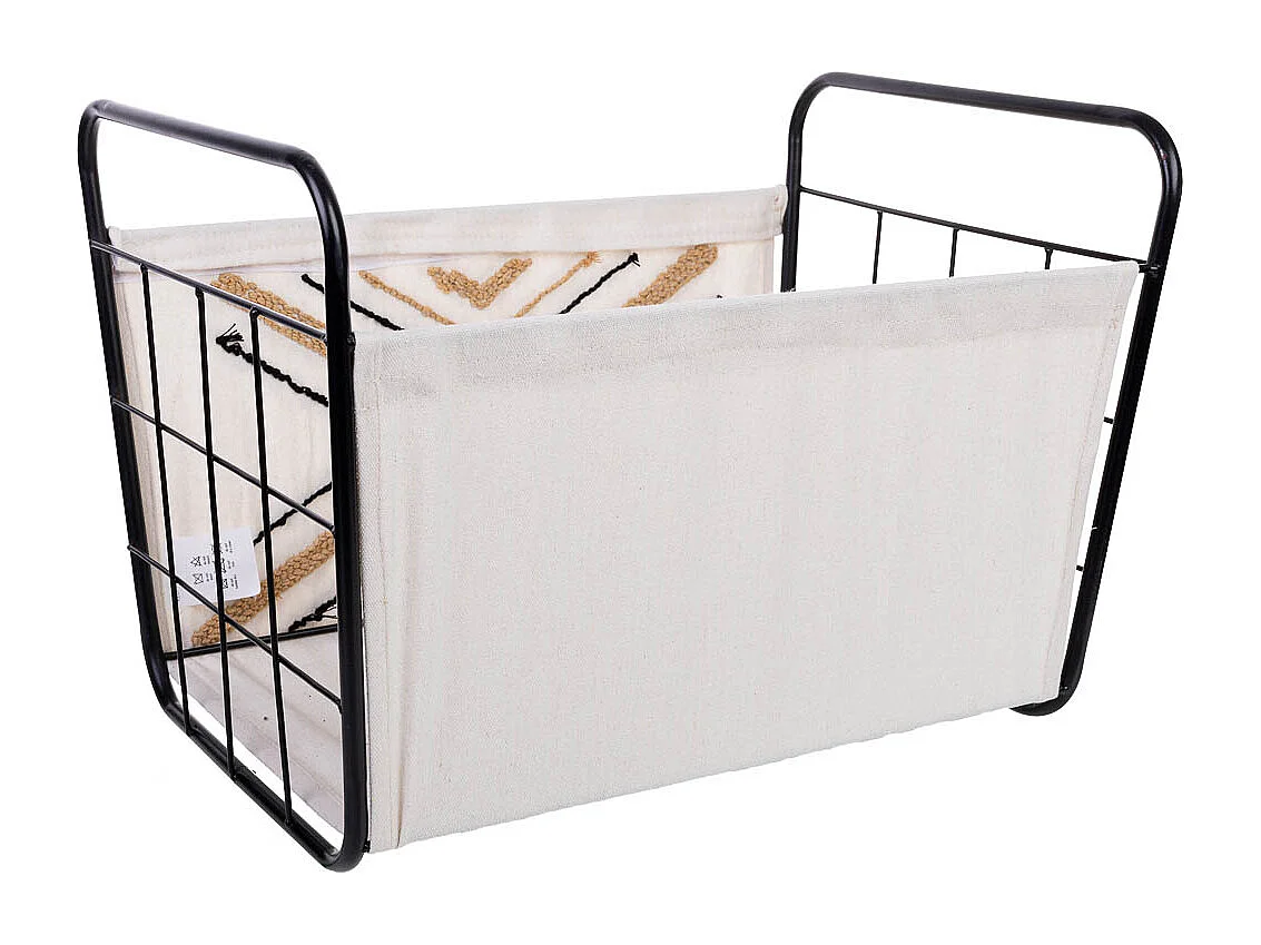 Aufbewahrungskorb aus Metall und Stoff, 46 x 33 x 23/33 cm