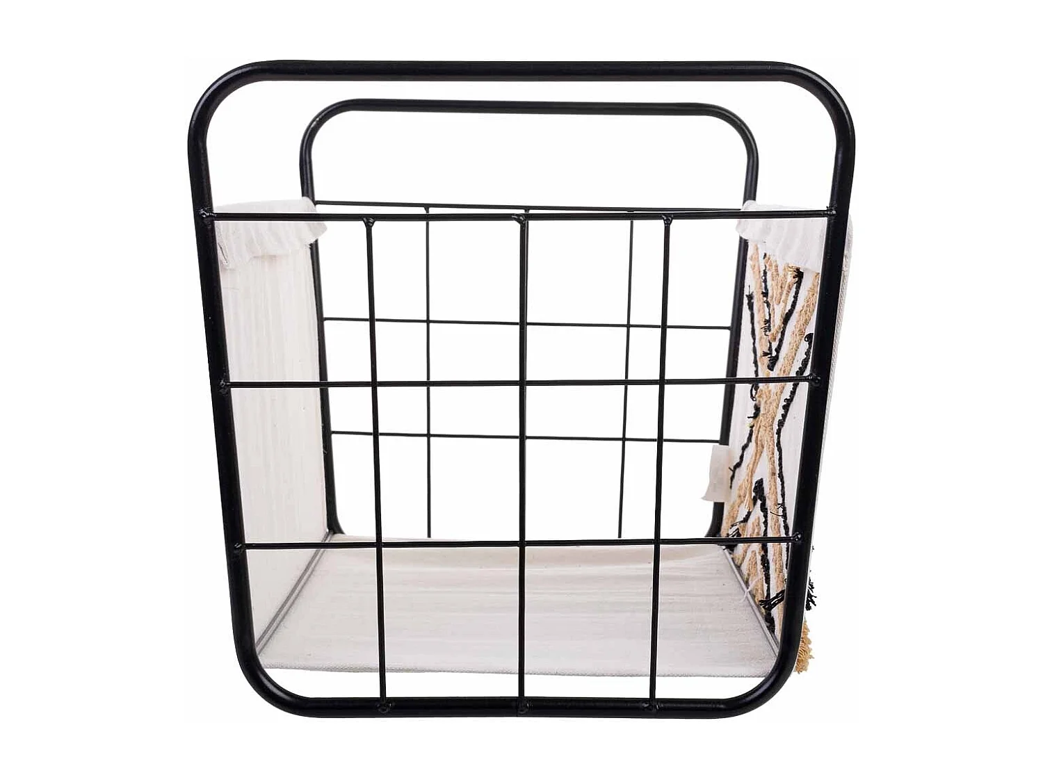 Aufbewahrungskorb aus Metall und Stoff, 46 x 33 x 23/33 cm