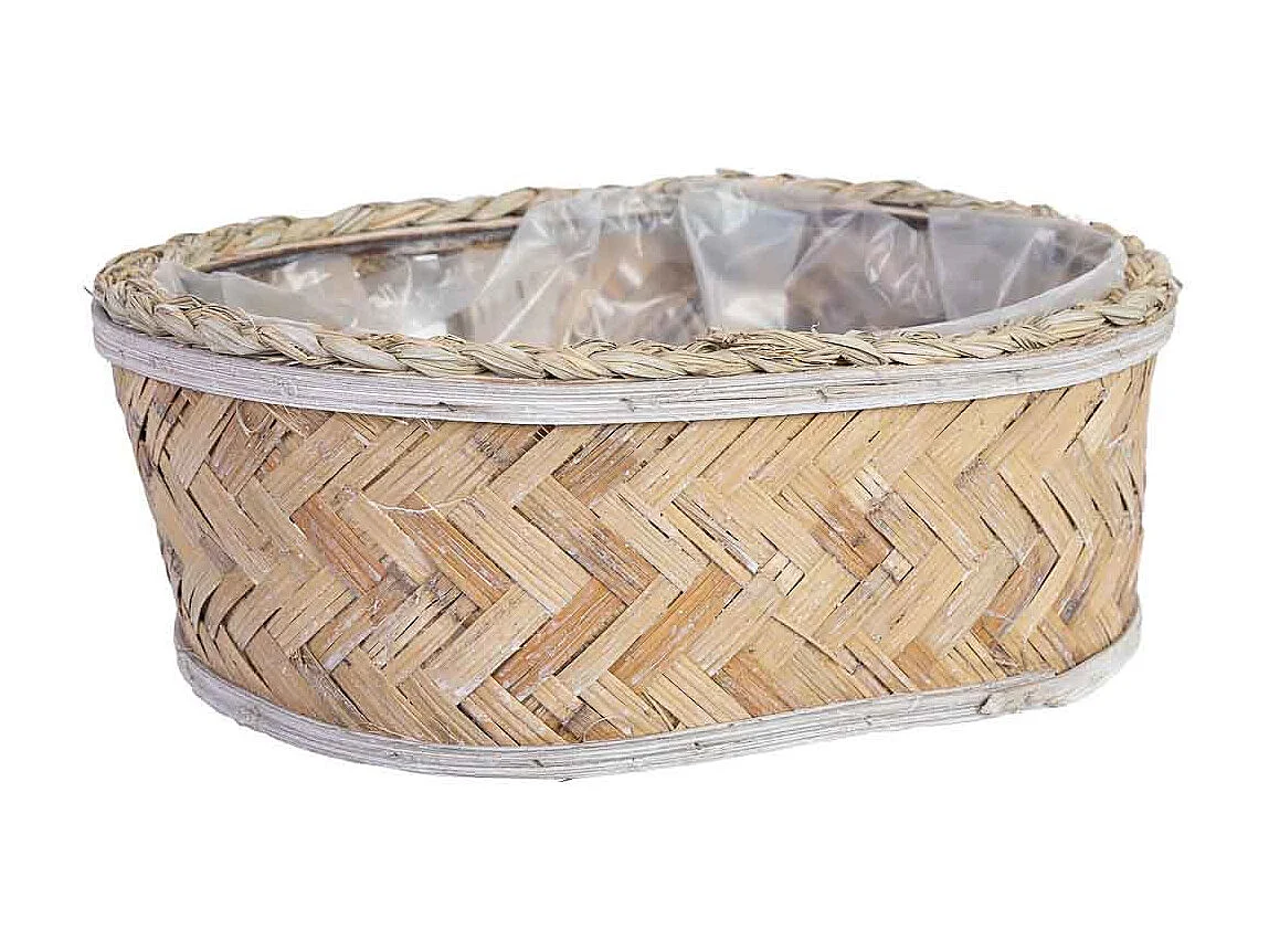 Cesto ovalado marrón 33x25x12h cm