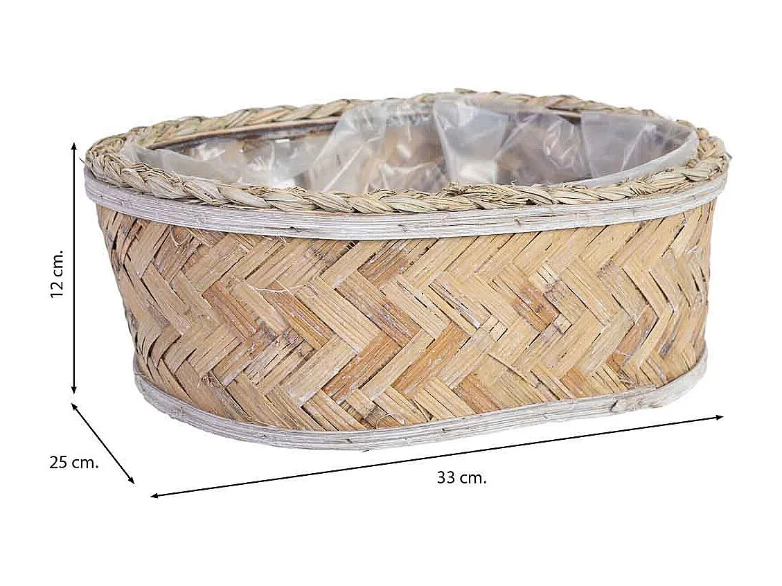 Cesto ovalado marrón 33x25x12h cm