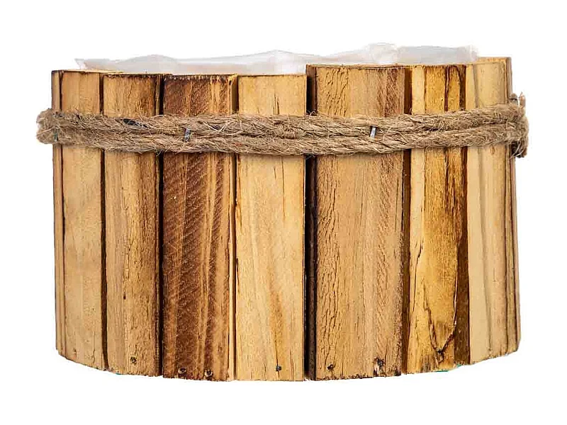 Cesto redondo em madeira 15x15x9h cm