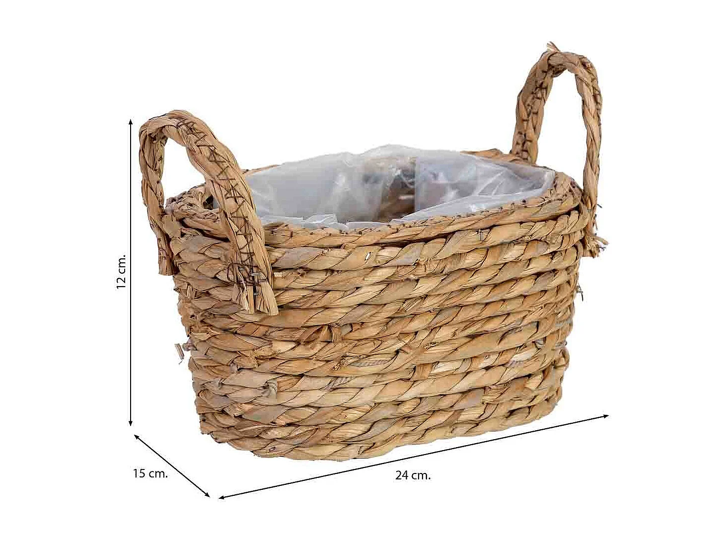 Cesto ovalado de cuerda con asas 24x15x12h cm