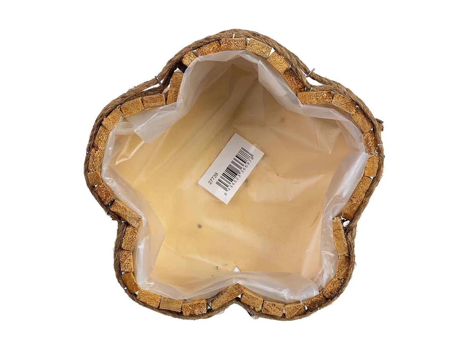 Cesto de madeira em forma de flor 21x21x9h cm