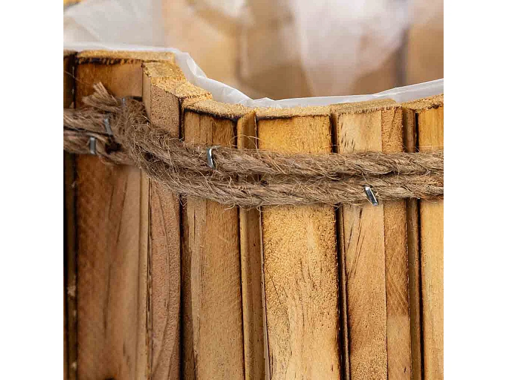 Cesto de madeira em forma de flor 21x21x9h cm