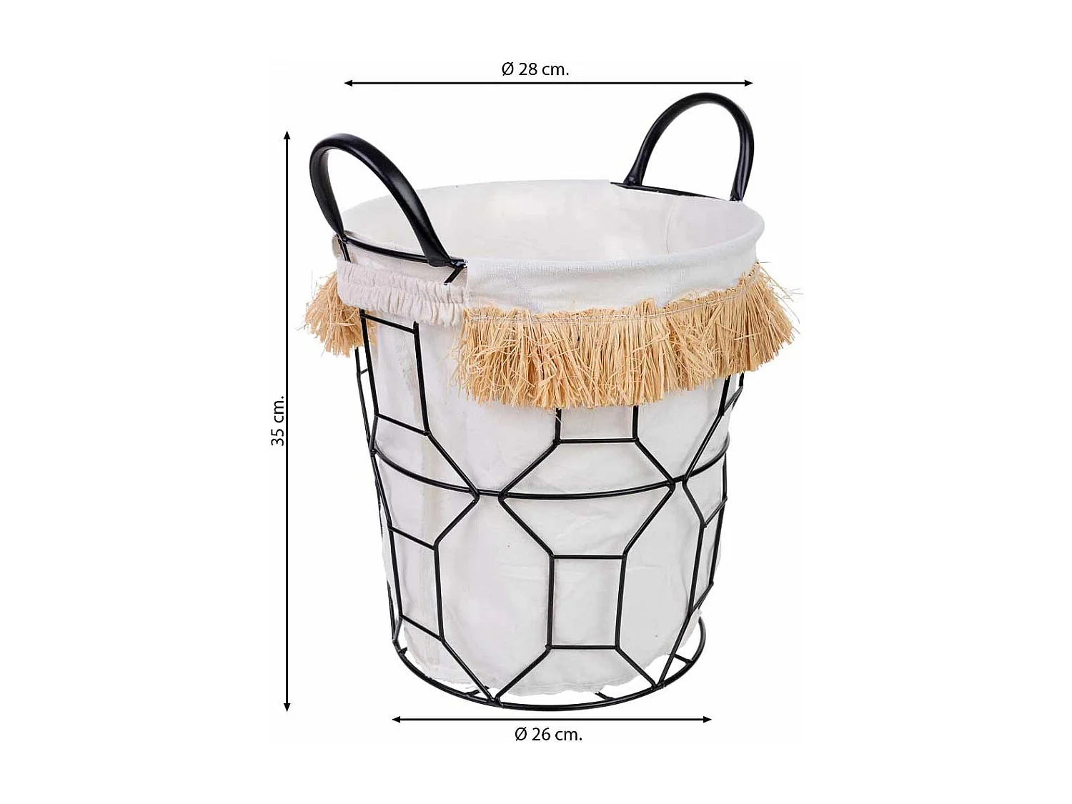 Panier de rangement en métal et tissu D26x28/35