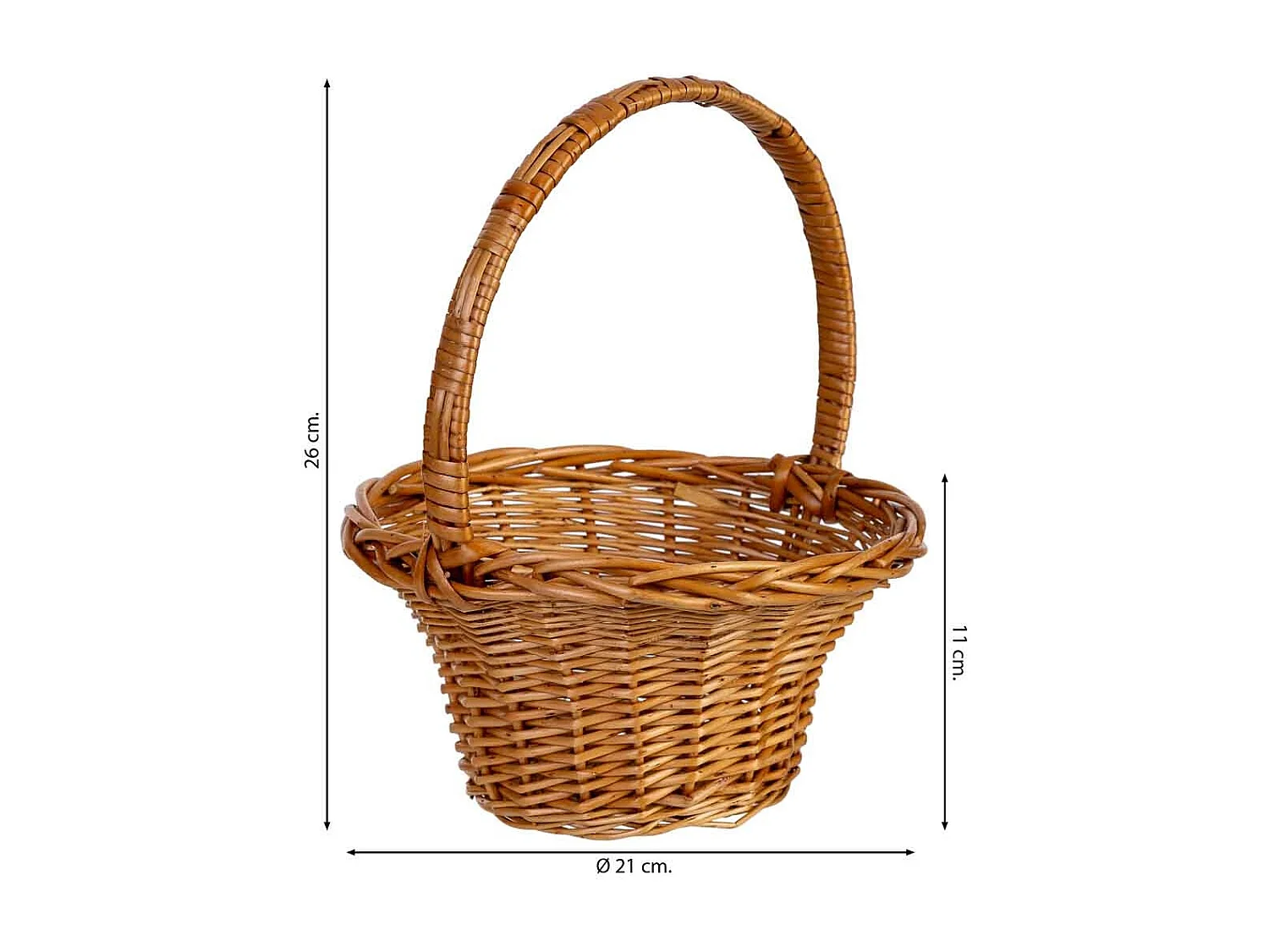 Panier en osier marron 21x21x11/26h cm