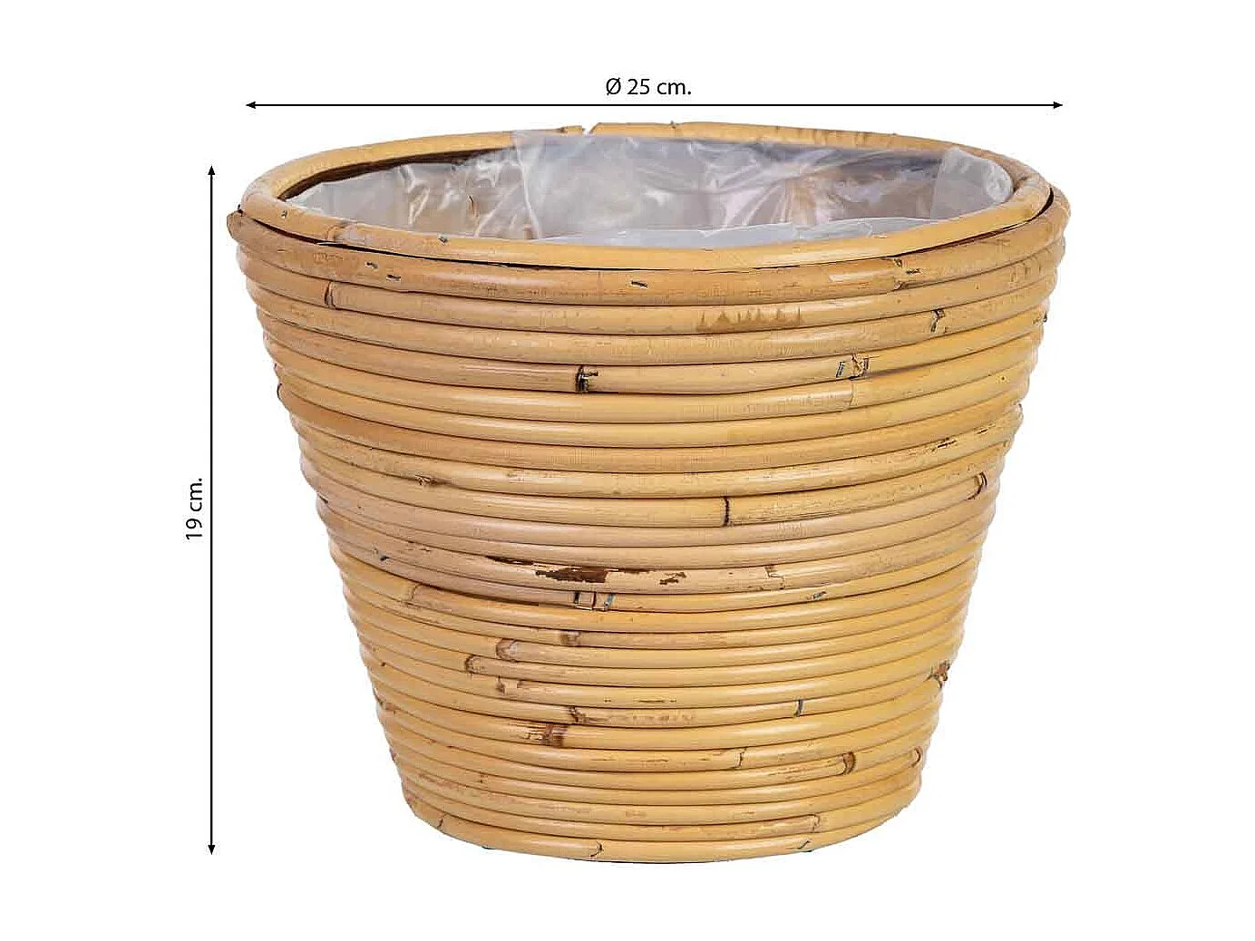 Cesto redondo em bambu 25x25x19h cm