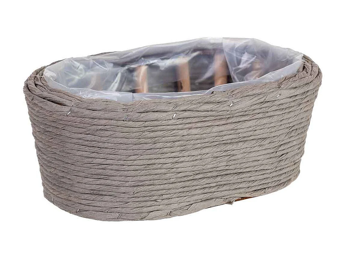 Panier ovale en osier gris 28x19x11h cm
