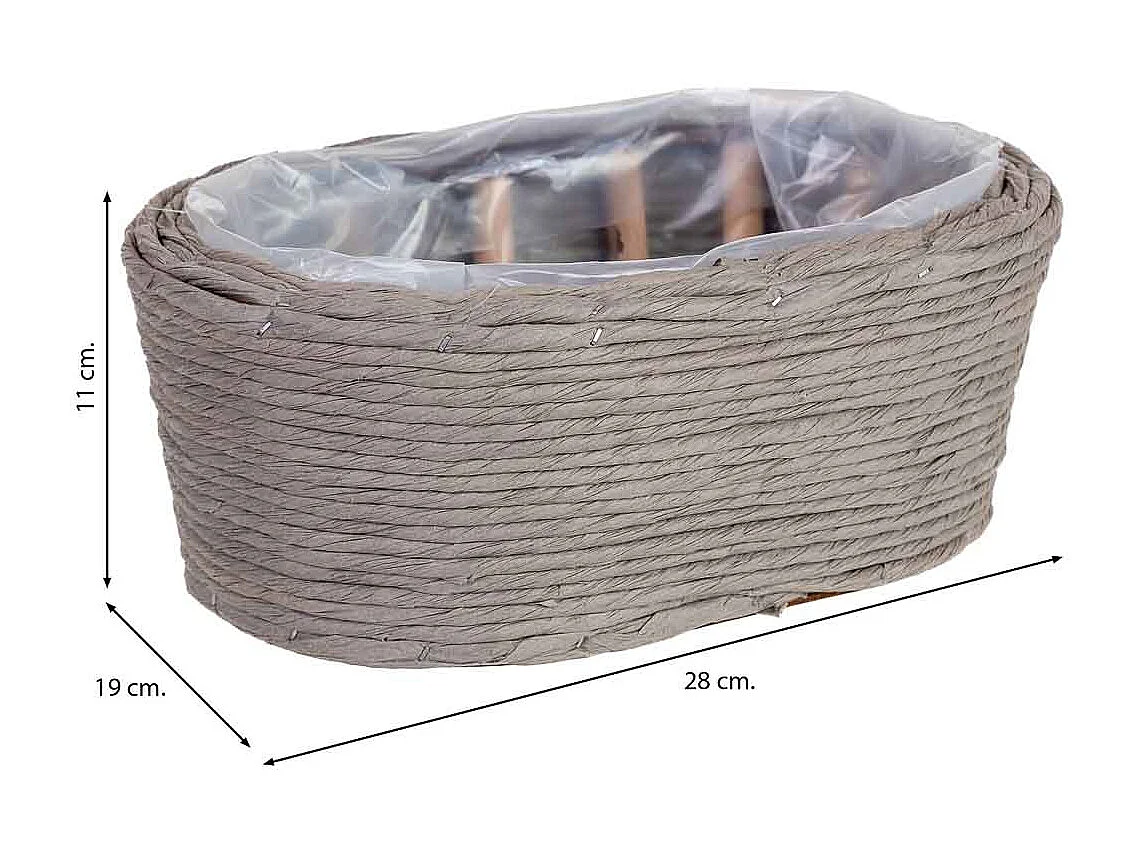 Panier ovale en osier gris 28x19x11h cm