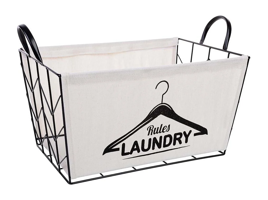 Aufbewahrungskorb aus Metall und Stoff 40x28x22/29