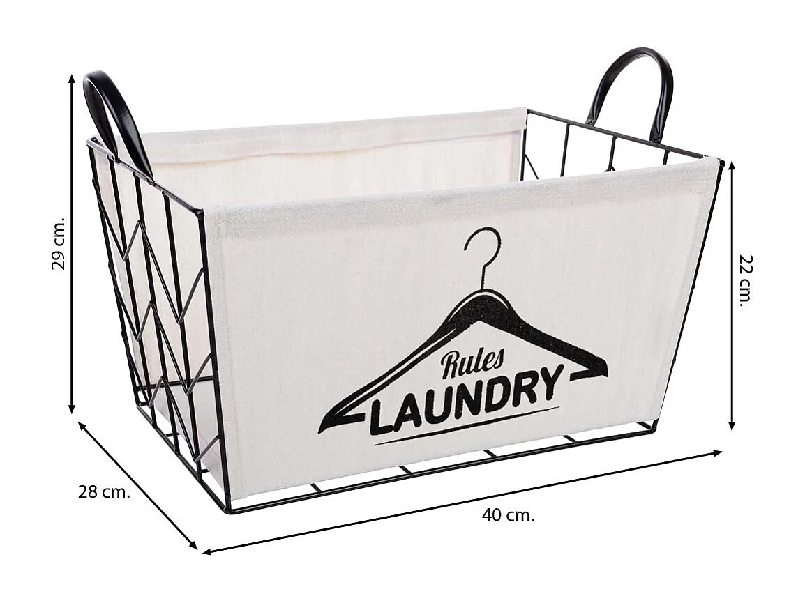 Aufbewahrungskorb aus Metall und Stoff 40x28x22/29