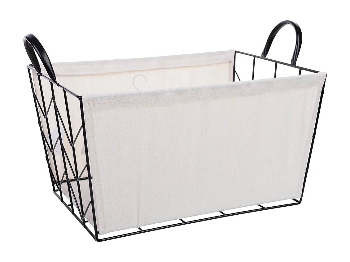 Aufbewahrungskorb aus Metall und Stoff 40x28x22/29
