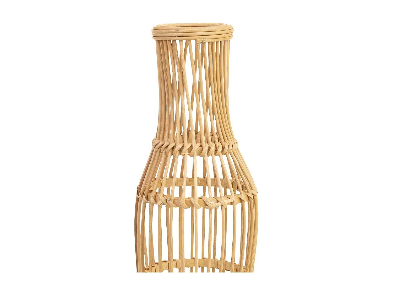 Vaso in rattan intrecciato con candela a batteria D16x59,5h cm