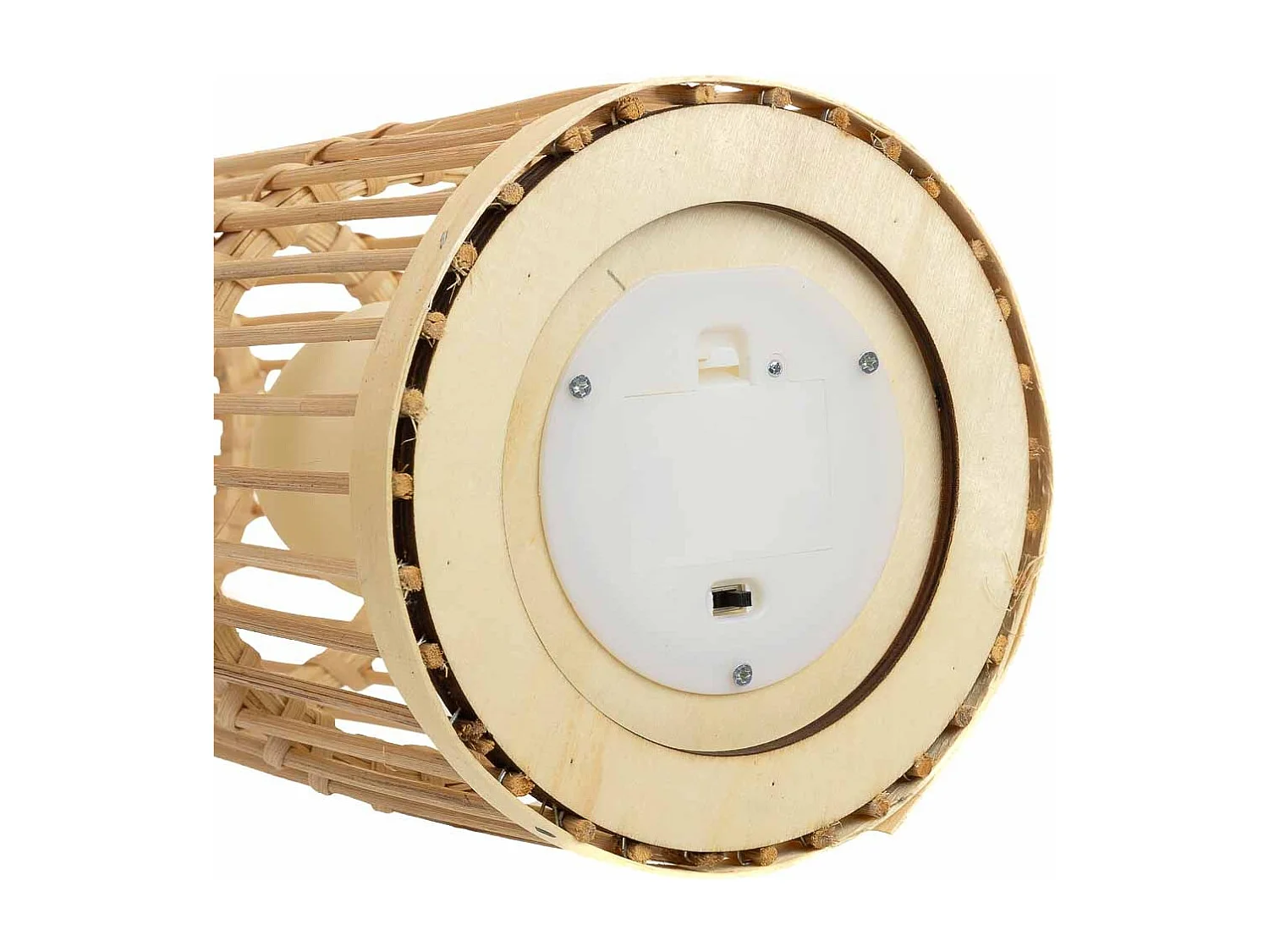 Vaso in rattan intrecciato con candela a batteria D16x59,5h cm