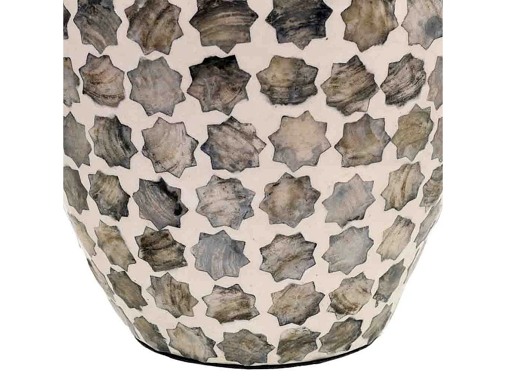 Vase bois, capiz et rotin gris D25x59h cm