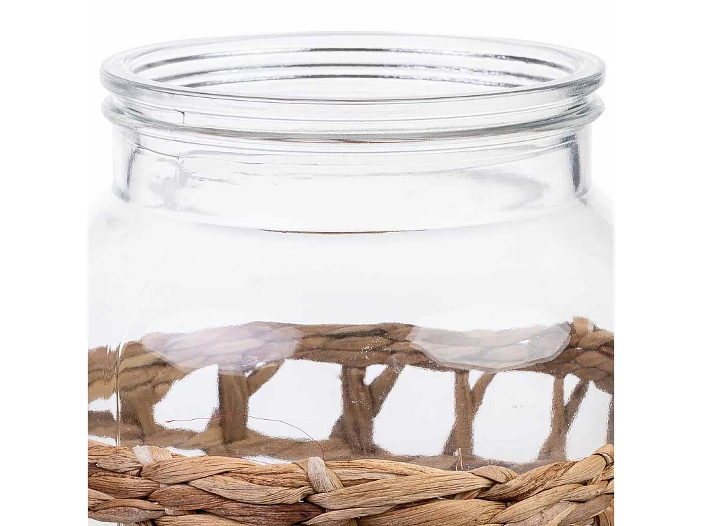 Vaso em vidro forrado com fibras naturais D16x25h cm