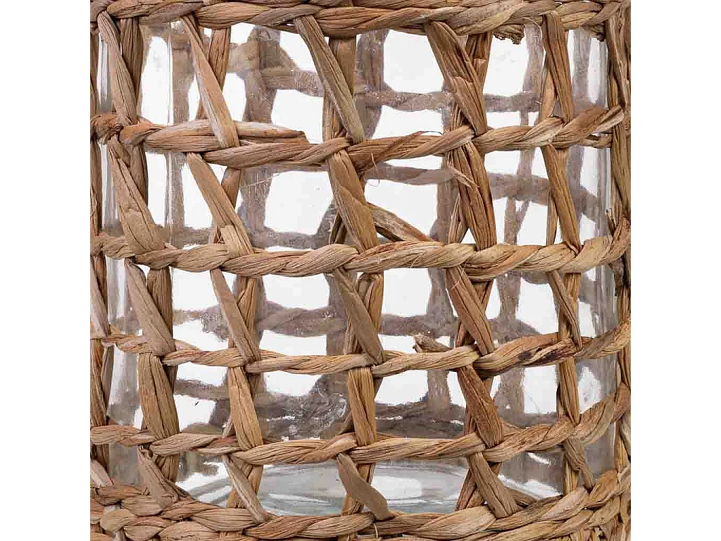 Vaso em vidro forrado com fibras naturais D16x25h cm