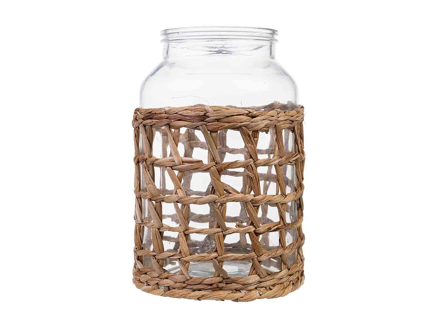Vaso in vetro rivestito in fibre naturali D16x25h cm