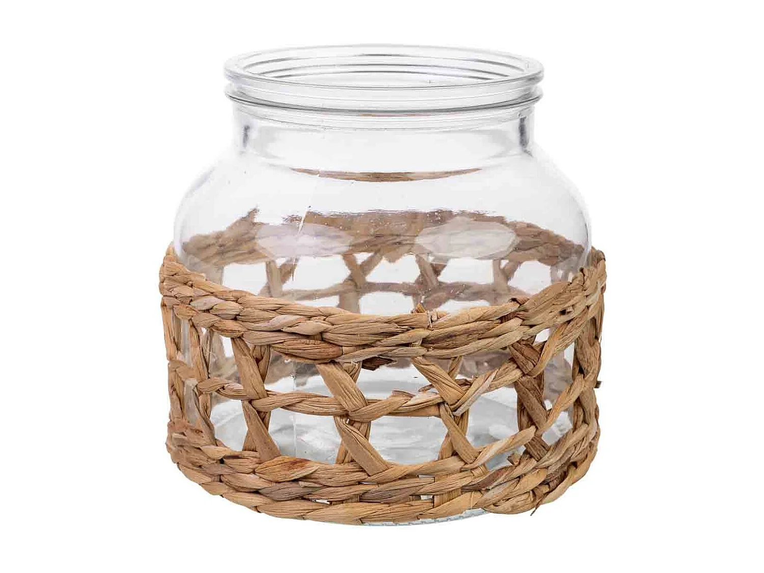 Vaso in vetro rivestito in fibre naturali D12x16h cm