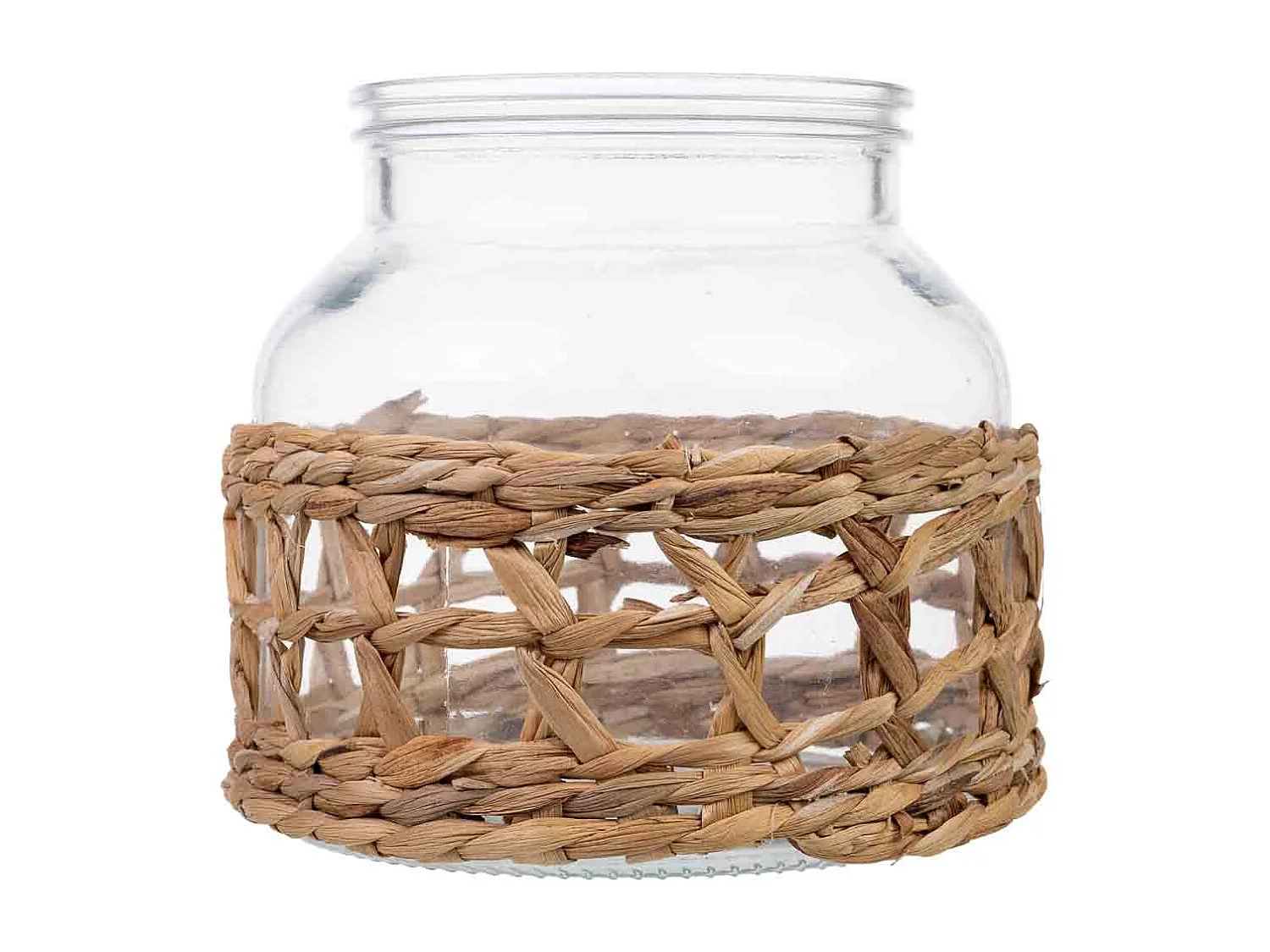 Vaso in vetro rivestito in fibre naturali D12x16h cm