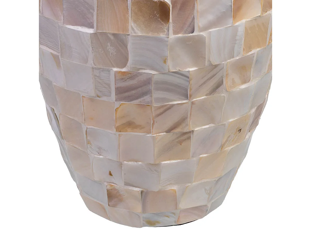 Vaso em madeira e madrepérola bege D24x35h cm