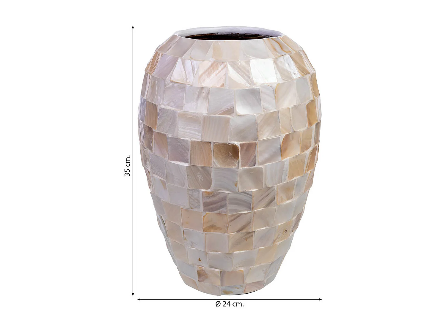 Jarrón de madera y madreperla beige D24x35h cm